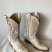 Vintage White Leather Cowboy Boots-leather and Ostrich Skin