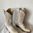 Vintage White Leather Cowboy Boots-leather and Ostrich Skin