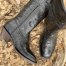 Womens French Hand Tooled Black Boots Black Print Lizard