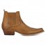 Footcourt Men Cowboy Ankle Boots Tan Genuine Leather Western