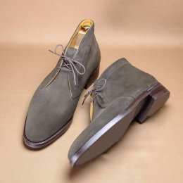 Handmade Grey Color Half Ankle Genuine Leather Suede Stylish Handmade Grey Color Half Ankle Genuine Leather Suede Stylish