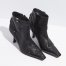 Black Leather Pointed Toe Ankle Boots Size 38 FTV1862