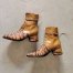 Womens Brown Snake Leather Lace up Ankle Boots Comfortable