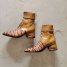 Womens Brown Snake Leather Lace up Ankle Boots Comfortable