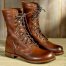 Handmade Men Brown Leather Biker Boots Jungle Boots Hunting