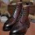 Pure Handmade Men's Dark Brown Leather Wingtip Lace-up