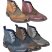 Mens Tweed Leather Mix Shoes Chelsea Lace up Boots