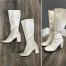 Vintage Go Go Boots 70s Style Square Toe Square Heal White