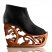 Tiger Lily Hand Carved Wood Platform Wedge Heel