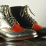 Handmade Men Black Red Leather Wing Tip Lace up Ankle Boots
