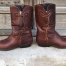 Vintage 80s Never Worn Brown Leather Boots Low Heels Size 7.5M