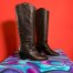 Frye Black Leather Knee High Heeled Riding Boots Size Womens