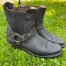 Vintage Boulet Black Leather Cowboy Boots Women's Short