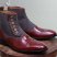 Handmade Leather Shoes Burgundy Leather and Tweed Ankle High
