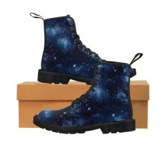 Black and Blue Galaxy Women's Canvas Boots