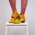 Yellow Leather Boots With Colorful Bows Handmade Free