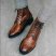 Handmade Brown Lace up Ankle Boots for Men's Men Brown