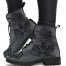 Dark Gray Boots Wolf Womens Mandala Fashion Vegan Leather