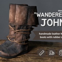 Dark Brown Handmade Leather High Boots With Ties Medieval SCA Dark Brown Handmade Leather High Boots With Ties Medieval SCA