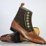 Men Handmade Brown Leather Suede Button Boots Mens Cap Toe