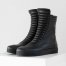 Ribbed Leather Sneaker Boots Moto Sneaker Boots Zip Ankle