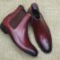 Bespoke Handmade Burgundy Color Genuine Leather Ankle High