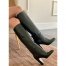 Black Leather Knee High Boots Women Black Knee High Boots