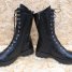 Lace up Black Leather Combat Boots With Fur for Women.