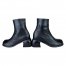 90s Y2K Square Toe Leather Ankle Boots Vintage 90s Block Heel