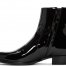 Handmade Black Color Ankle High Genuine Patent Leather Stylish