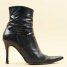 80s 90s Vtg Black Italian Leather Witch Pointy Ankle Boot by