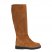 Beige Leather Flat Knee High Boots Rubber Sole Knee High