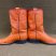 Orange Ostrich Cowboy Western Ranch Exotic Leather Boots Size