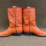 Orange Ostrich Cowboy Western Ranch Exotic Leather Boots Size