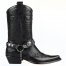 Footcourt Black Cowboy Boots Buckle Mid-calf Genuine Leather
