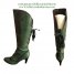 Green Distressed Leather Corset Boots Victorian Romantic Style