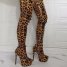Leopard Print Nightclub Thigh High Stage Boots