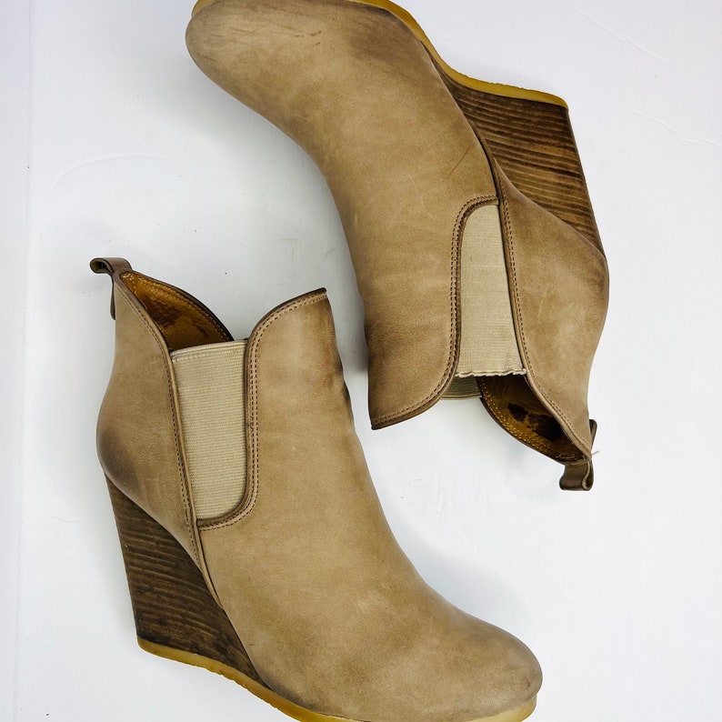 COACH Farah Cobblestone Nubuck Leather Stacked Wedge Ankle