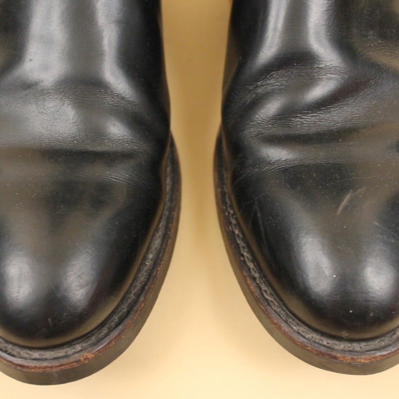 70s Vtg Black Pull on Boots Motorcycle Biker Punk Cowboy Metal