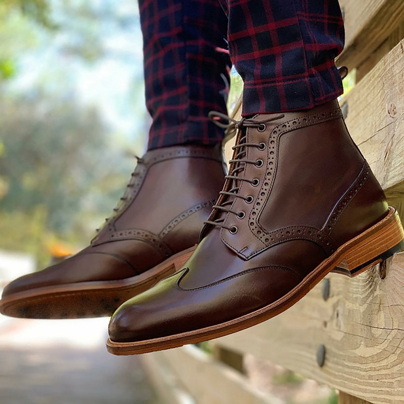 Leather Boots Men Men's Work Boots Ankle Boots