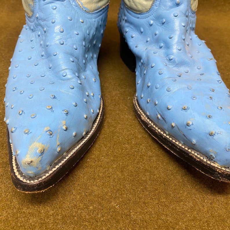 Rudel Blue Ostrich Stitching Cowboy Western Ranch Exotic