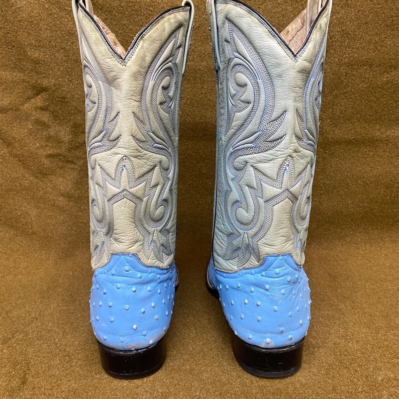Rudel Blue Ostrich Stitching Cowboy Western Ranch Exotic