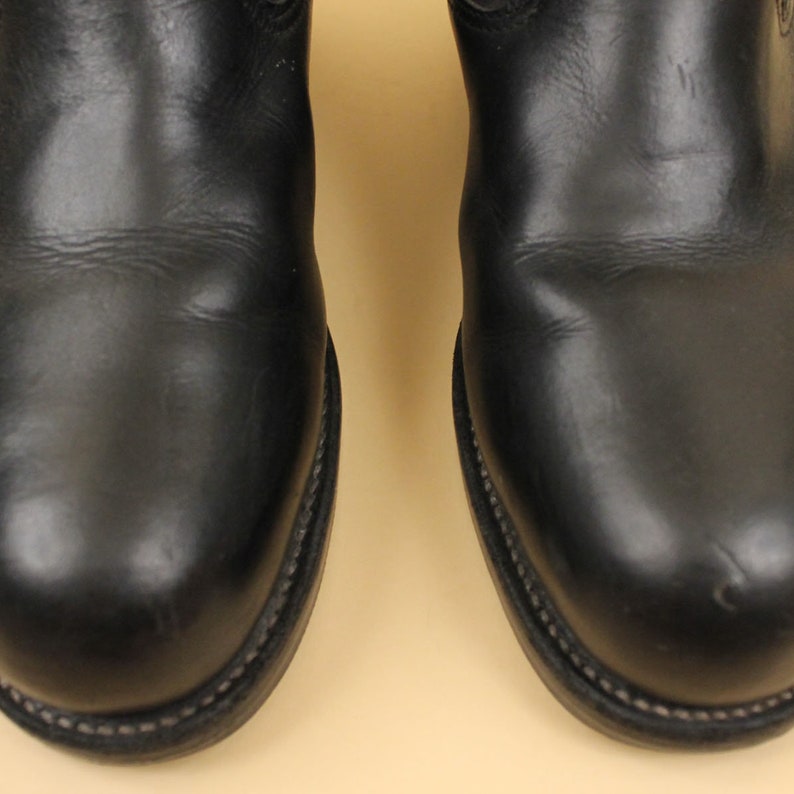 70s Vtg Black Leather Chippewa USA Engineer 2 Buckle Boots