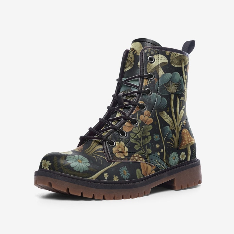 Goblincore Boots Boho Dark Forest Mushrooms Combat Boot