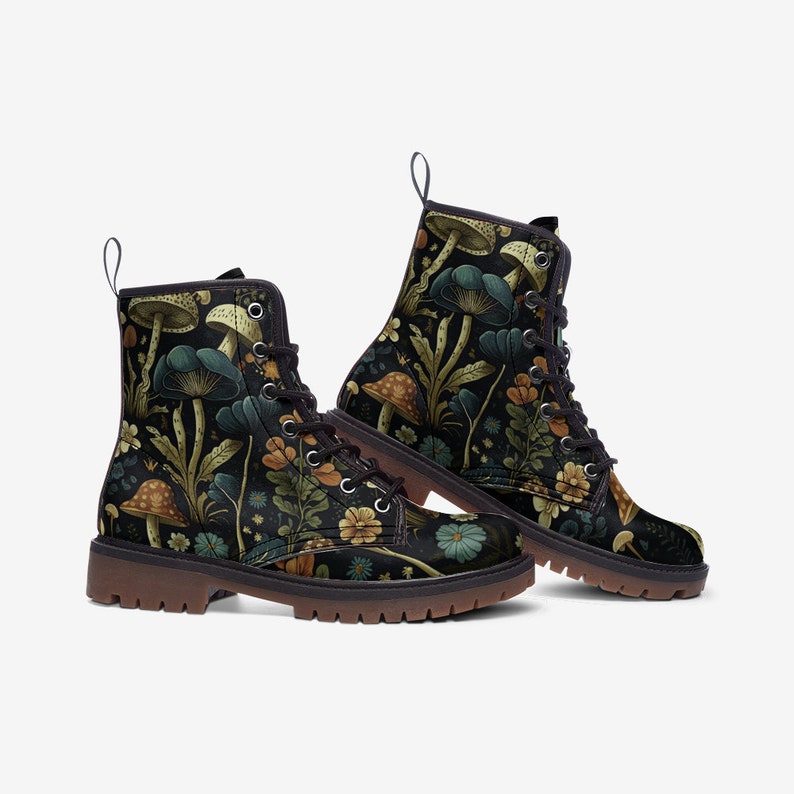 Goblincore Boots Boho Dark Forest Mushrooms Combat Boot