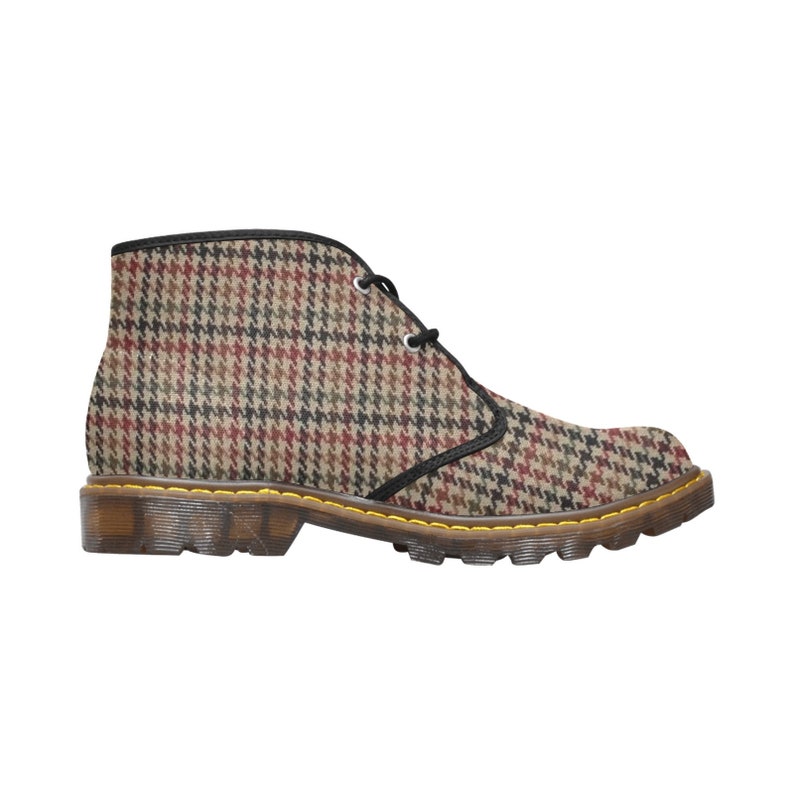 Men's Formal Dress Canvas Brown Red Black Houndstooth