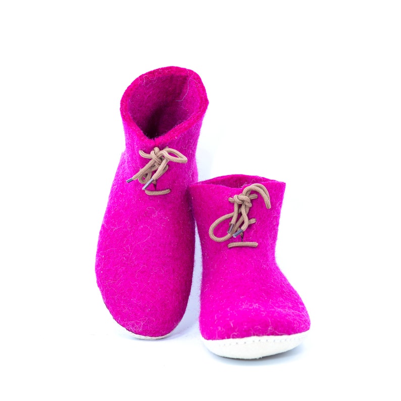 Pink Woolen Boots Felt Shoes Ecofriendly Hand Felted Boots