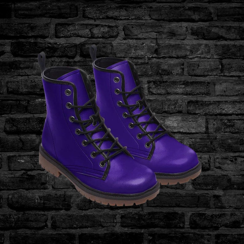 Purple Vegan Leather Boots Classic Faux Leather Boot for Men