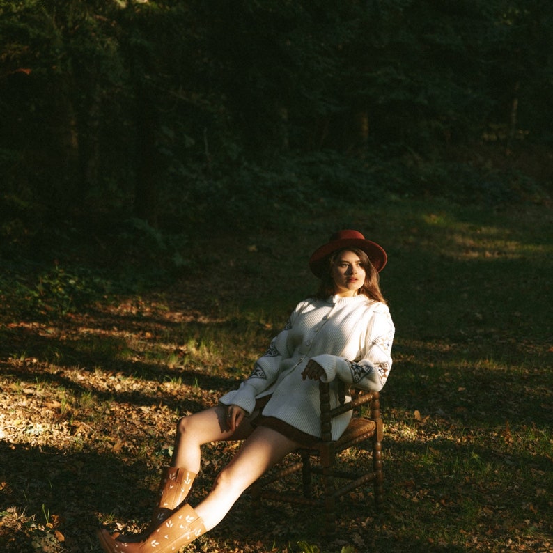 Flower Boots Leaf Brown