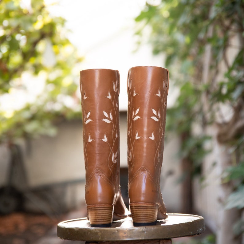Flower Boots Leaf Brown